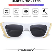 ÉÌƷͼƬ 5 | B0BFJ162P8 | FEISEDY Retro Sunglasses for Women Men Vintage Cat Eye Fashion Metal Square 70s Frame Classic UV Protection Sun Glasses B2966