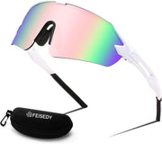 006 White Frame Pink Mirrored Lens / 60mm | B0DGFW9FRT | FEISEDY Sports Sunglasses for Men and Women, UV400 Protection Outdoor Cycling Driving Fishing Glasses B2987