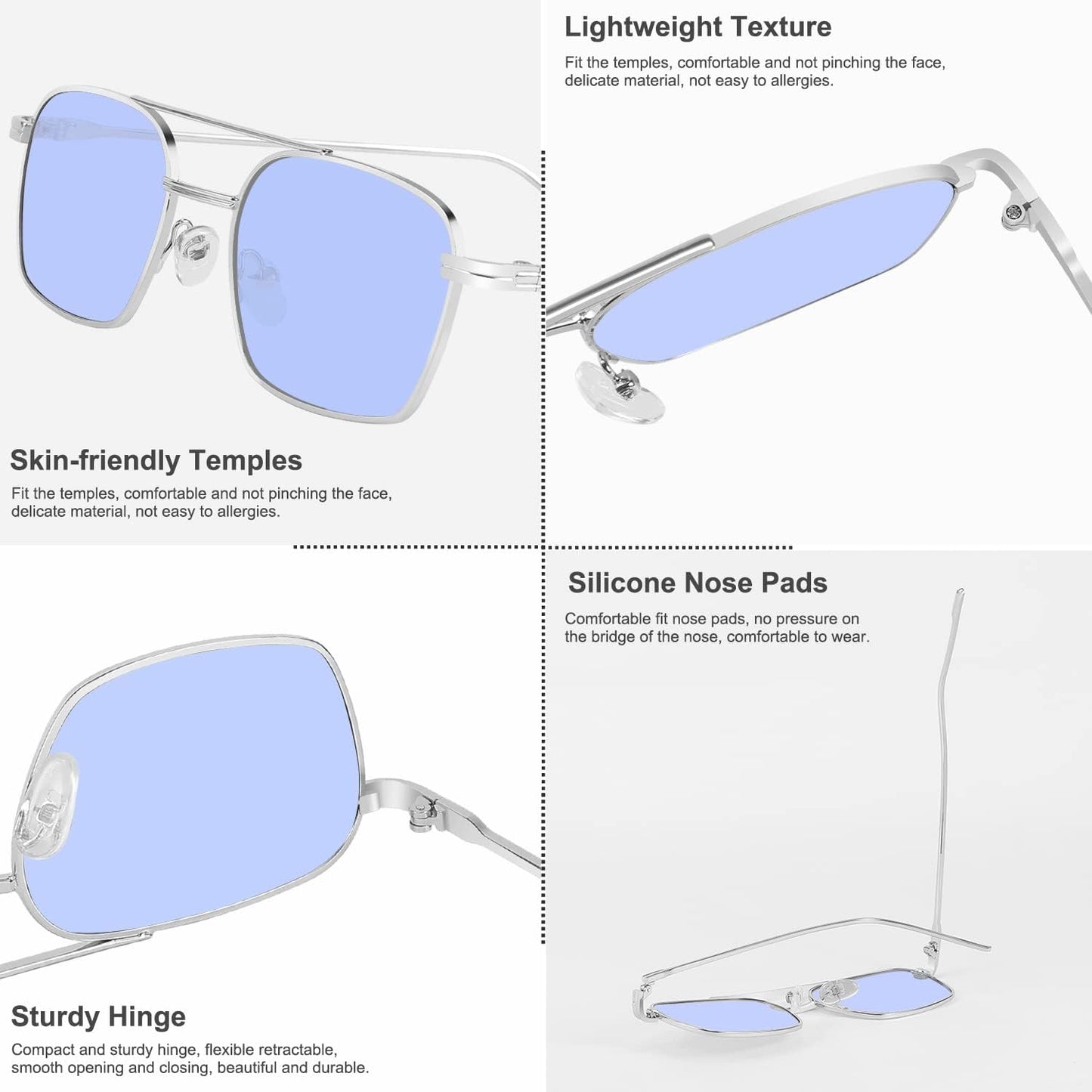 商品图片 14 | B09GKB6G1G | FEISEDY Fashion Square Aviator Sunglasses Women Men Trendy Retro Metal Frame Sun Glasses Candy Color Lens B1036