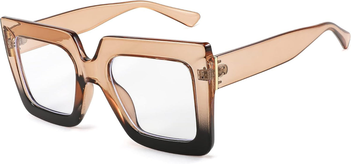 商品图片 2 | B0BZRTPH3F | FEISEDY Fashion Oversized Blue Light Glasses for Women Anti Fatigue Thick Square Computer Eyewear B2381