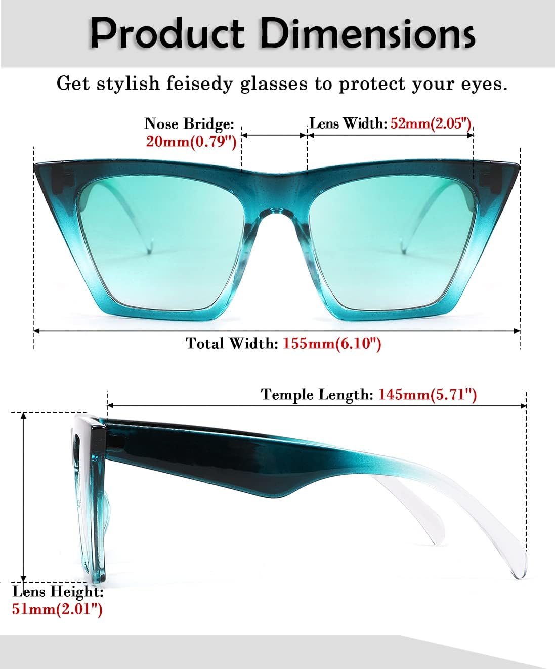 商品图片 82 | B0C5378735 | FEISEDY Vintage Square Cat Eye Sunglasses Women Trendy Cateye Sunglasses B2473