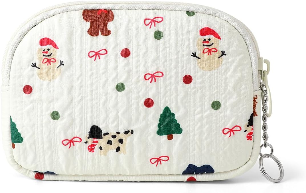 Beige | B0FLV7YY4L | Cute Wallet for Women Small Pouch Quilted Gift Bag Travel Zipper Organizer for Makeup, Jewelry, Cash, ID Card, Women's Purse Accessory