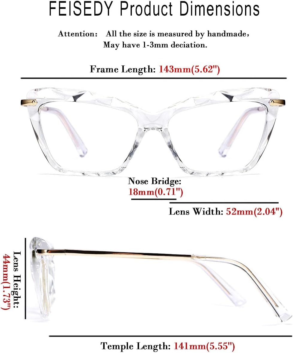 ÉÌƷͼƬ 30 | B07S9JPPPF | FEISEDY Crystal Cat Eye Glasses Frame Blue Light Blocking Computer Eyewear B2500
