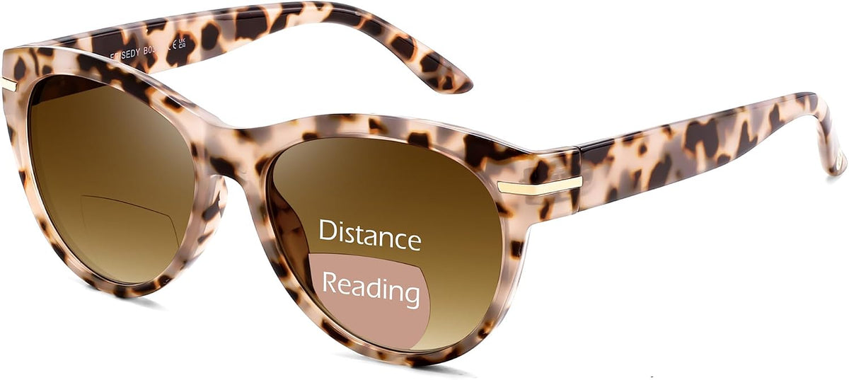 Pink Leopard / Cat Eye / 1.5 x | B0HDRX46RV | FEISEDY Bifocal Sunglasses Reader Women Stylish Cat Eye Sun Readers B0392