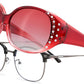 Gradual Wine Red/Gradual Red / 61 Millimeters | B0GRVKJCWQ | FEISEDY Women's Polarized Wrap-Around Fit Over Sunglasses with Rhinestones, Anti-Glare Driving Sun Glasses B0362