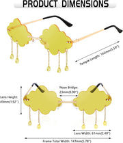 ÉÌƷͼƬ 14 | B09K7C4FB7 | FEISEDY Retro Dripping Cloud Shaped Tassel Sunglasses Rimless Women Funny Party Disco Eyewear B2834
