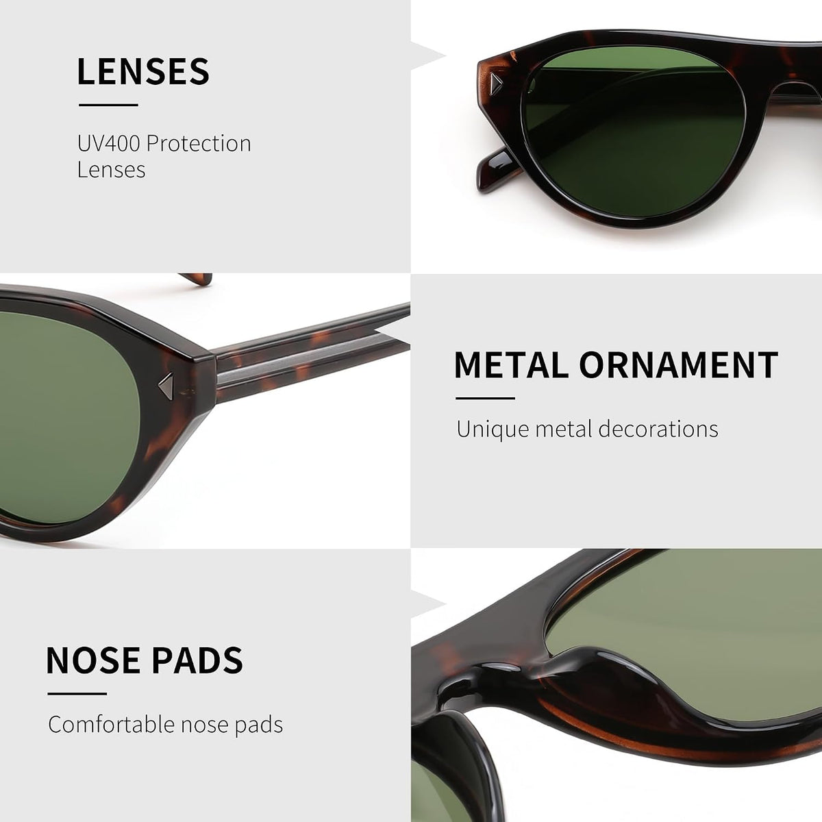 ÉÌƷͼƬ 38 | B0GSYML7HF | FEISEDY Retro Oval Cat Eye Sunglasses for Women Men B0411