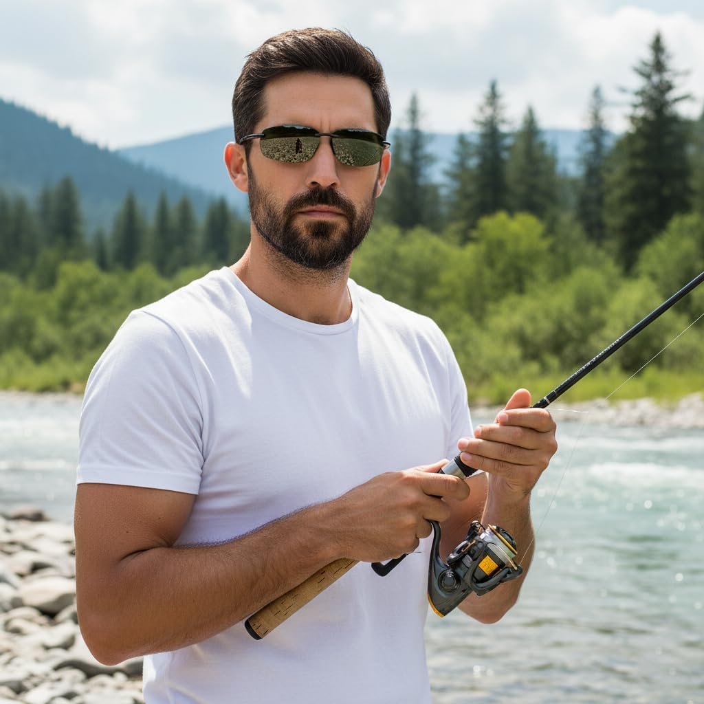 商品图片 21 | B0FY1FT8ZN | FEISEDY Sports Sunglasses for Men Women TR90 Rimless Frame for Running Fishing Driving B0349