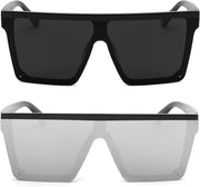ÉÌƷͼƬ 40 | B09H6XXSDN | FEISEDY Oversized Sunglasses Mens Womens Flat Top Square Trendy Visor Shades UV400 B2470