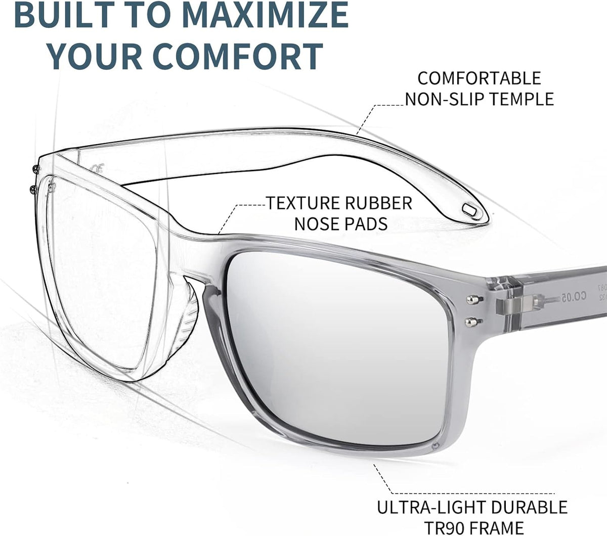 ÉÌƷͼƬ 3 | B09P11P3PC | FEISEDY Polarized Sports Sunglasses for Men Women, Classic Fishing Driving Cycling Goggles, UV400 Protection B2234