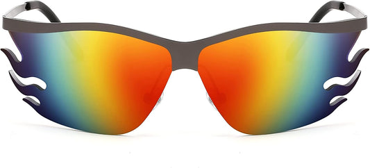 002 Gray Frame/Rainbow Mirrored Lens / 58 Millimeters | B09XHP3W7M | FEISEDY Retro Square Sunglasses Women Men Trendy Vintage Y2K Glasses Tinted Lens B2882