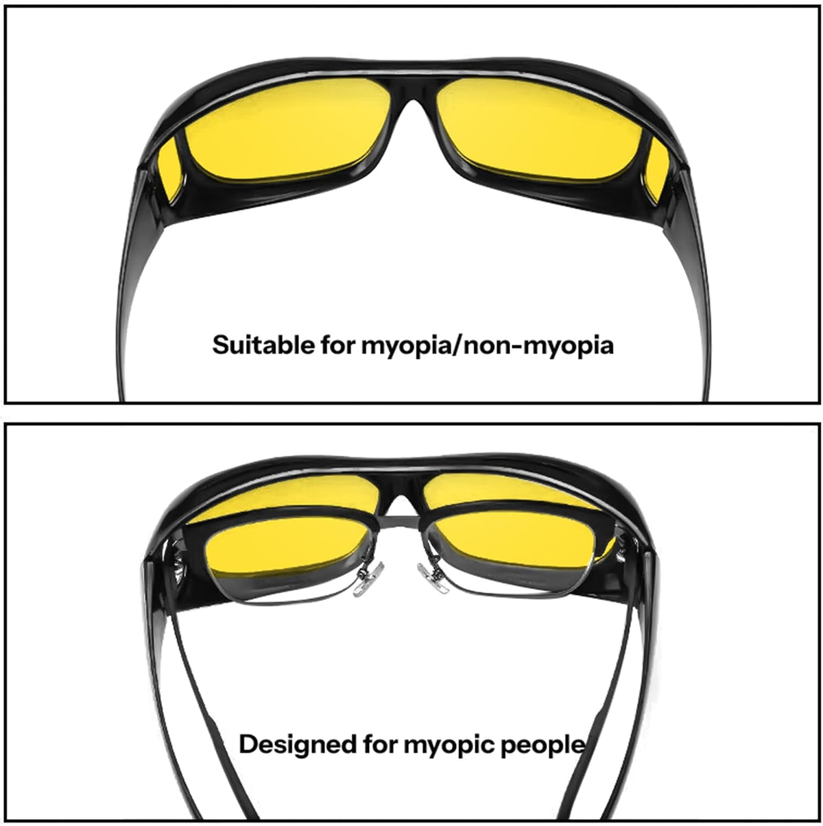 商品图片 4 | B0FPCJVNW5 | Fit Over Glasses Sunglasses for Women Men - Driving Glasses Day/Night Myopia Goggles Sunglasses Cover