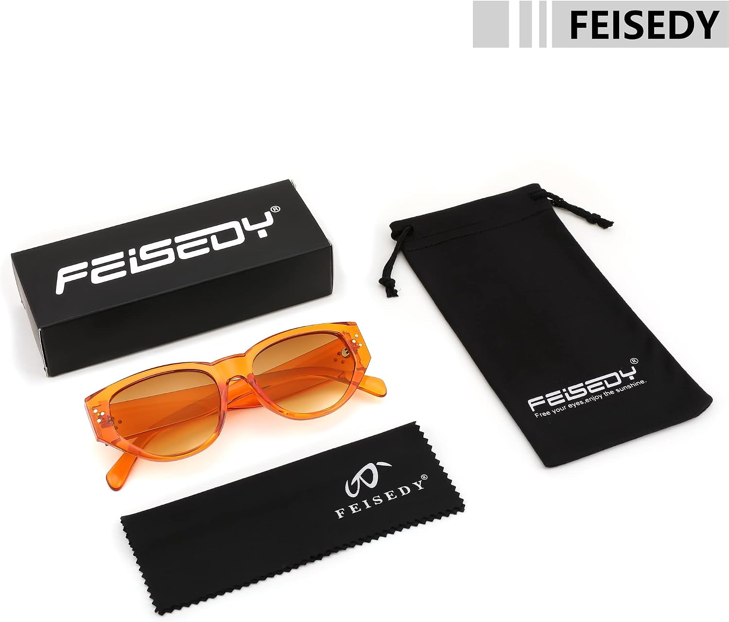 商品图片 22 | B0BZ8DL6L8 | FEISEDY Sunglasses Womens, Retro Cat Eye Sunglasses, Fashion Vintage Cute Stylish UV400 Sunnies B2365