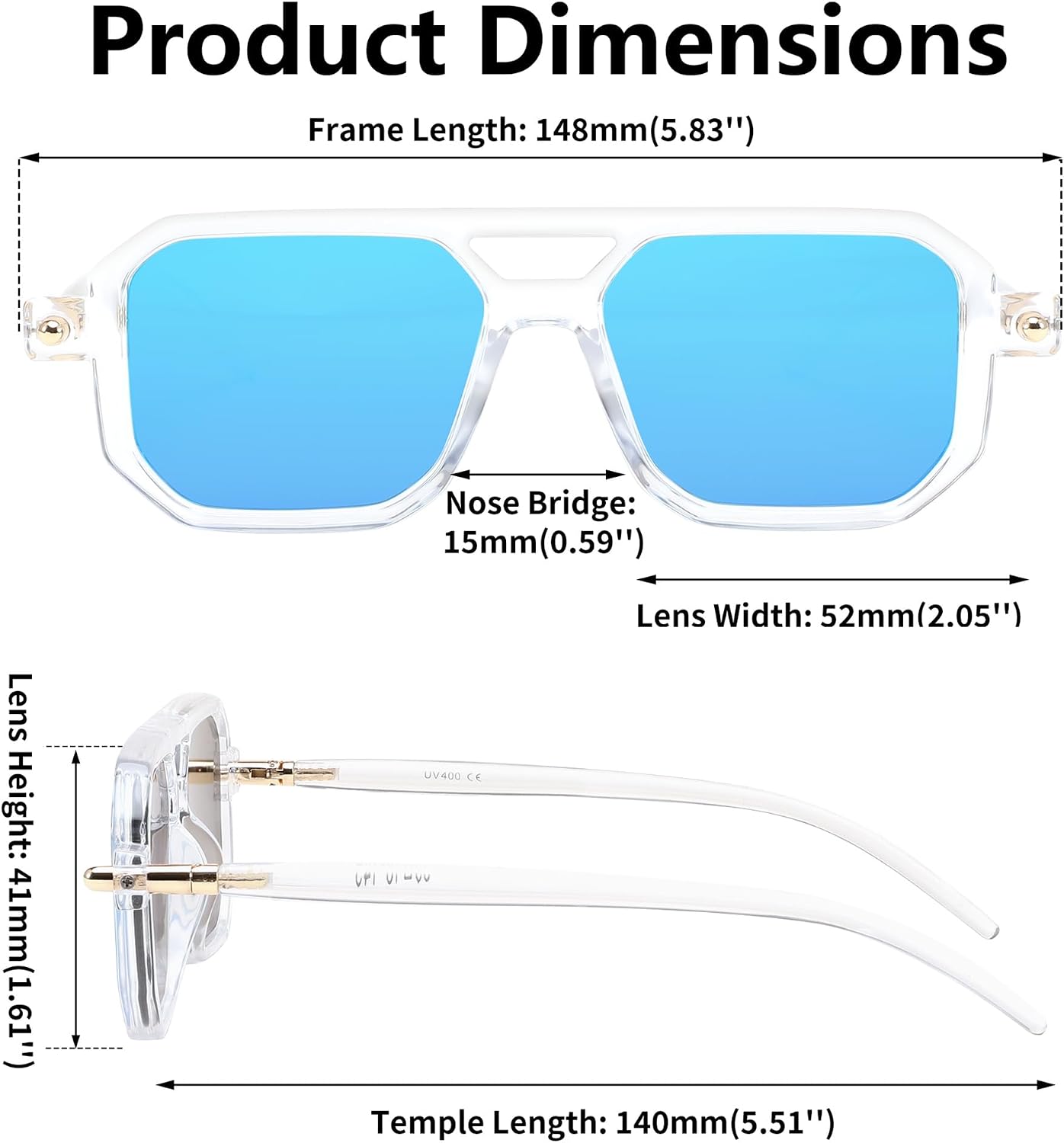商品图片 207 | B09YTJ4FQZ | FEISEDY Vintage Square 70s Flat Aviator Sunglasses Women Men Classic Retro Stylish Frame UV400 Sunglasses B2622