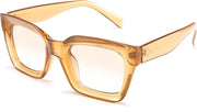 Champagne / 50 Millimeters | B07MNSGLD5 | FEISEDY Classic Women Sunglasses Fashion Thick Square Sun Glasses B2471