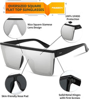 ÉÌƷͼƬ 43 | B09H6XXSDN | FEISEDY Oversized Sunglasses Mens Womens Flat Top Square Trendy Visor Shades UV400 B2470