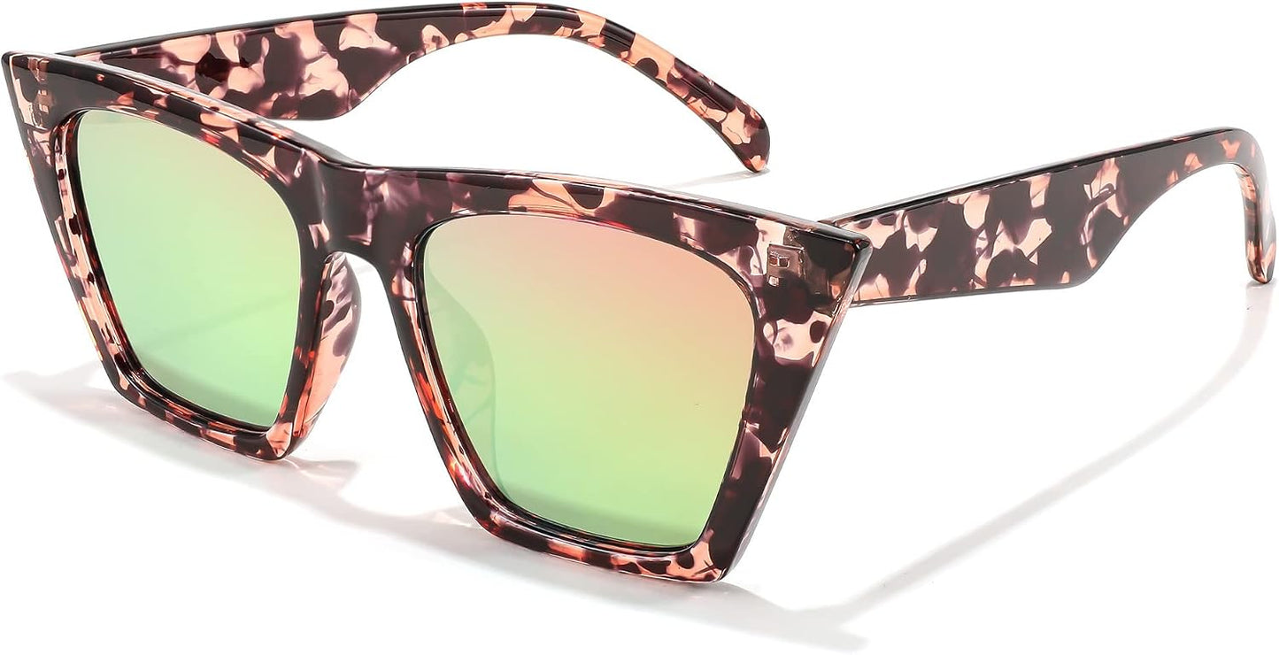 Clear Pink Black Lropard / 52 Millimeters | B0BZV831FJ | FEISEDY Vintage Square Cat Eye Sunglasses Women Trendy Cateye Sunglasses B2473