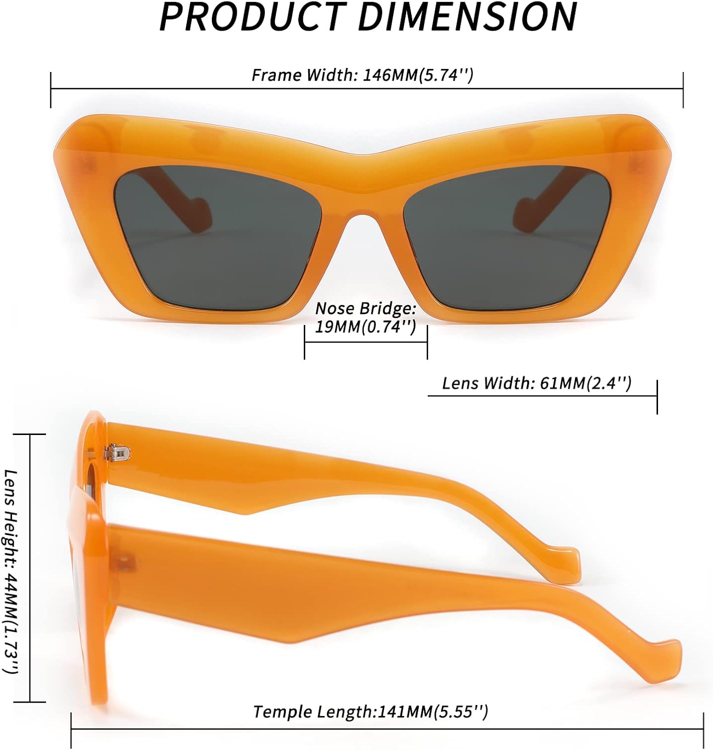商品图片 32 | B09TFBWQ5G | FEISEDY Retro Square Cat Eye Sunglasses Jelly Colored Women Men 90s B2902