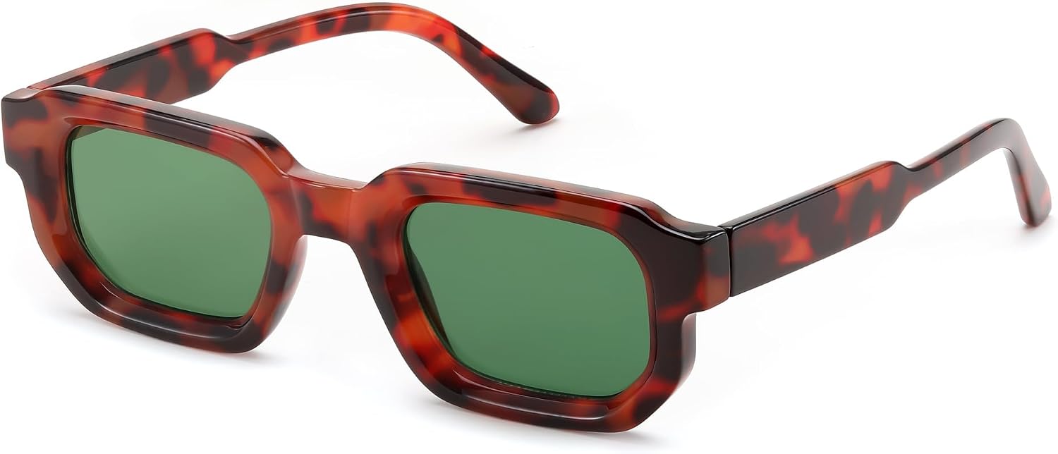 商品图片 8 | B0D7H6TB3G | FEISEDY Retro Small Rectangle Sunglasses Women Men Fashion Thick Frame Chunky Square Shades B0202