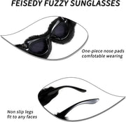 ÉÌƷͼƬ 4 | B09PN9V5N6 | FEISEDY Sunglasses Women Plush Fuzzy Soft Velvet Party Masquerade B2877