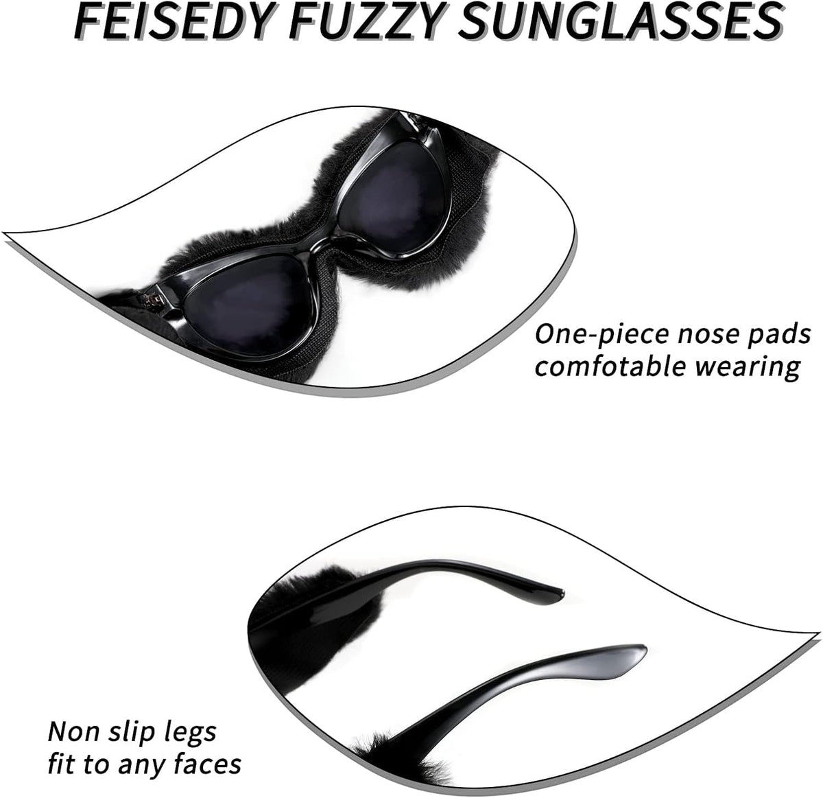 ÉÌƷͼƬ 4 | B09PN9V5N6 | FEISEDY Sunglasses Women Plush Fuzzy Soft Velvet Party Masquerade B2877