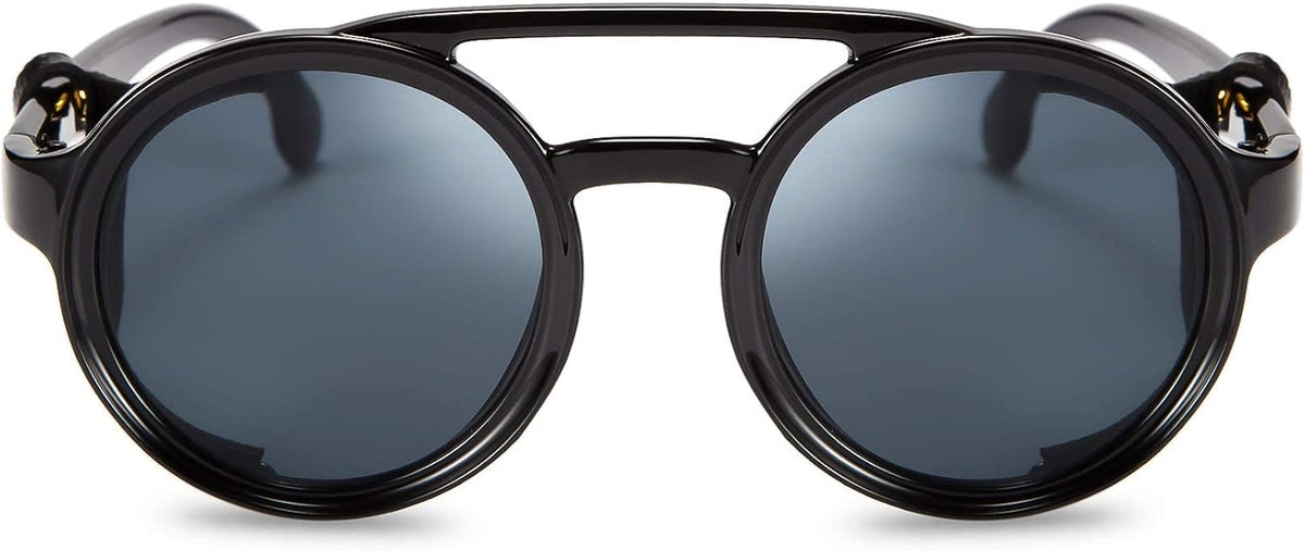 ÉÌƷͼƬ 50 | B09WN3J4YZ | FEISEDY Retro Round Steampunk Sunglasses Women Men Leatherwear B2532