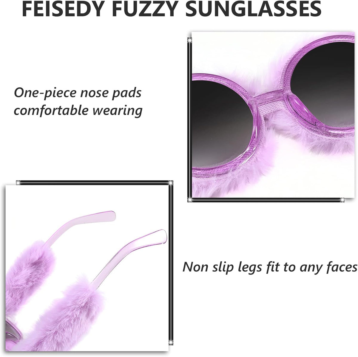 ÉÌƷͼƬ 82 | B09PN9V5N6 | FEISEDY Sunglasses Women Plush Fuzzy Soft Velvet Party Masquerade B2877