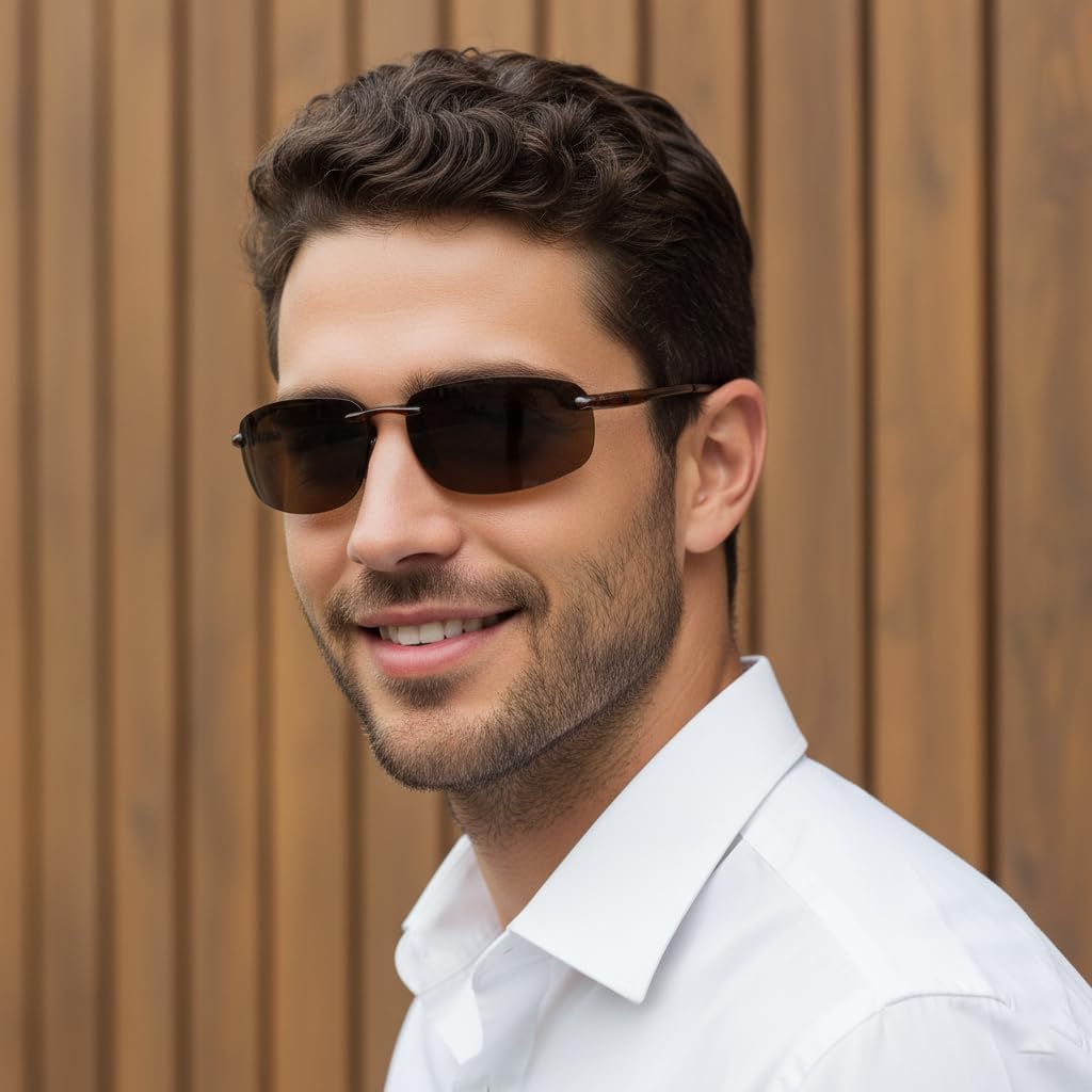 商品图片 9 | B0FY1FT8ZN | FEISEDY Sports Sunglasses for Men Women TR90 Rimless Frame for Running Fishing Driving B0349