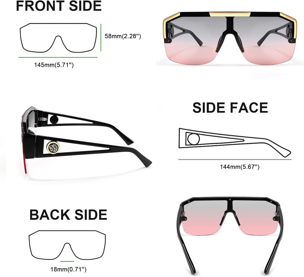 ÉÌƷͼƬ 49 | B09L4V27YS | FEISEDY Square Oversized Sunglasses for Men Women Flat Top B2765