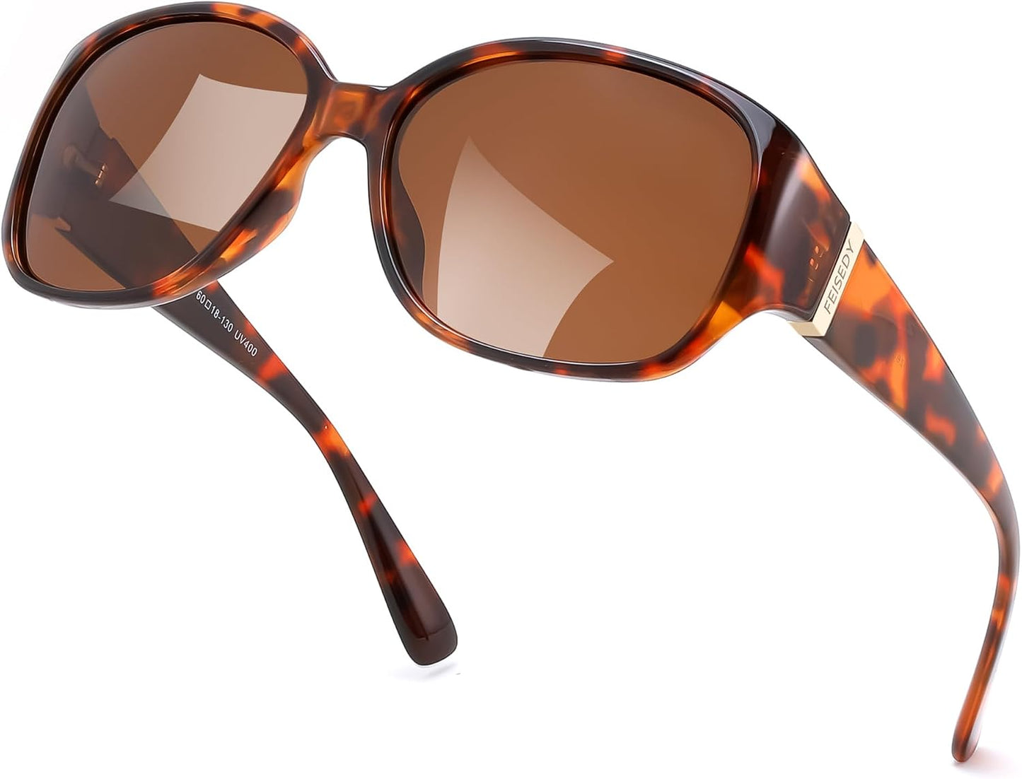 Tea Tortoise Frame & Tea Lens / 58 Millimeters | B0H4QPVBV6 | FEISEDY Women's Polarized Sunglasses Wrap Around Vintage Fashion Sunnies UV400 Protection B0394