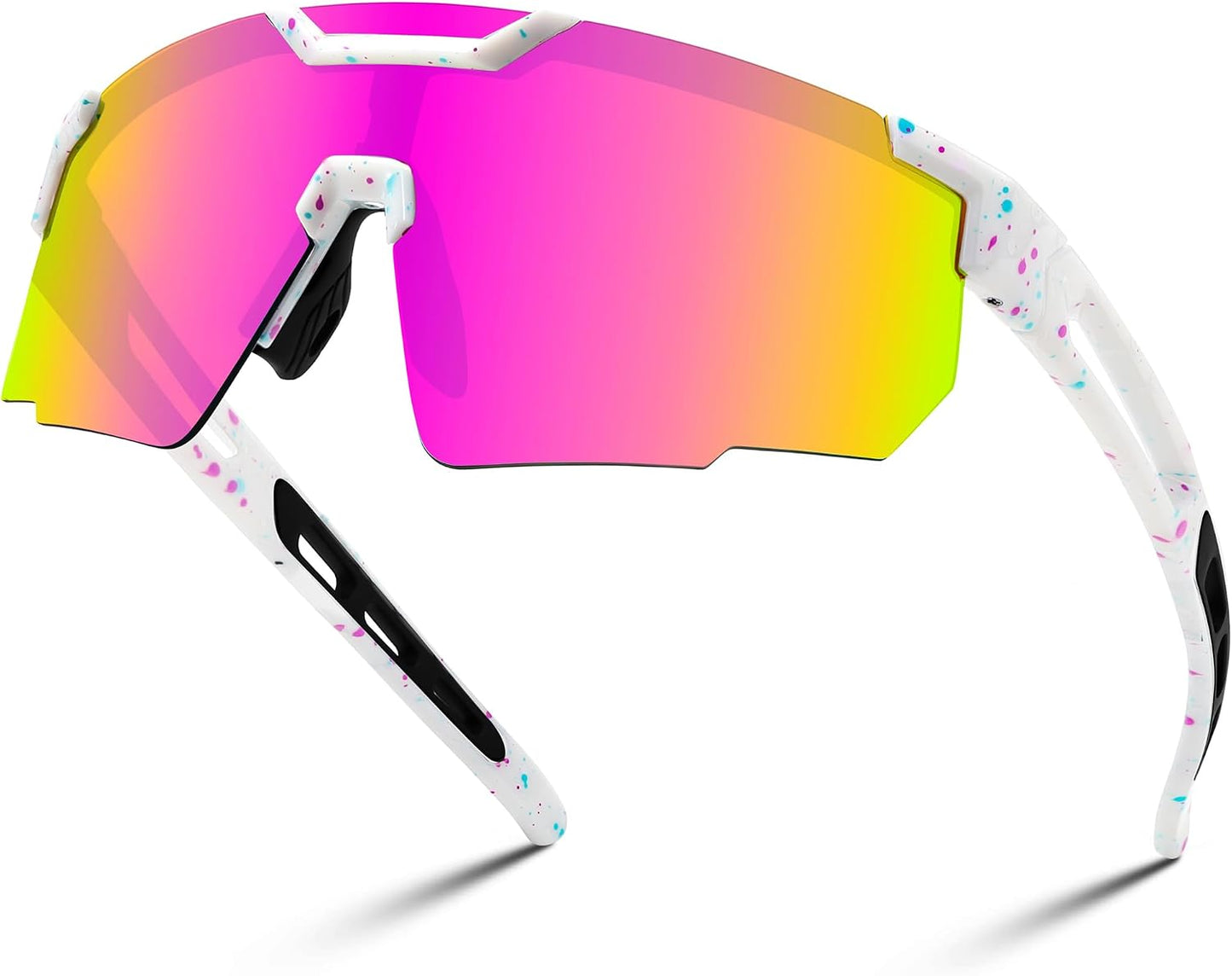 White Frame Pink Mirrored Lens / Large | B0D2R93ZVQ | FEISEDY Cycling Sunglasses for Men Women, Sport Sunglasses for Baseball Softball Running Fishing Golf UV400 B0167