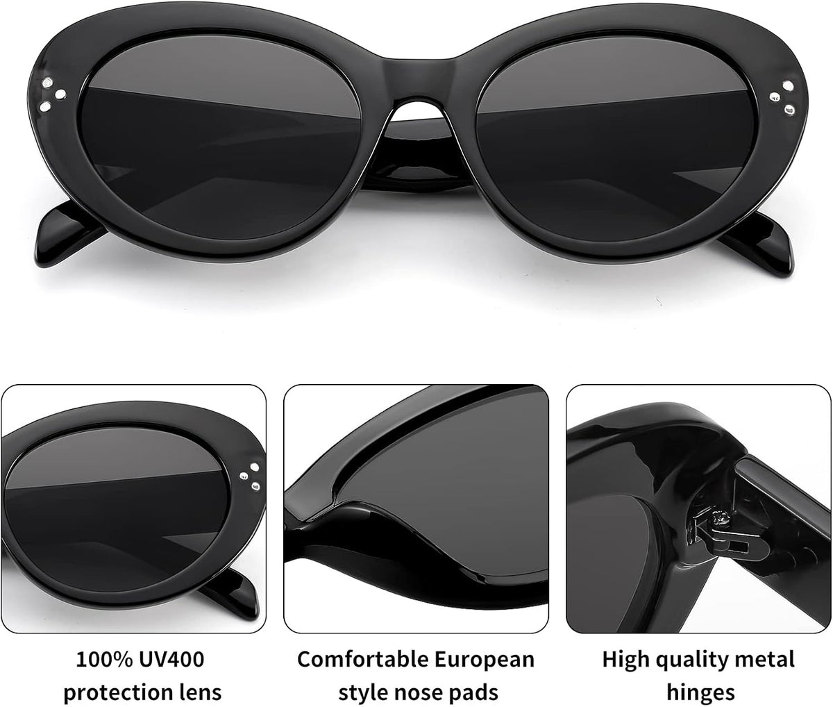 ÉÌƷͼƬ 4 | B0B2W7SH52 | FEISEDY Y2k Oval Sunglasses Womens Thick Bold Retro Clout Goggles Round Cateye Shades B2313