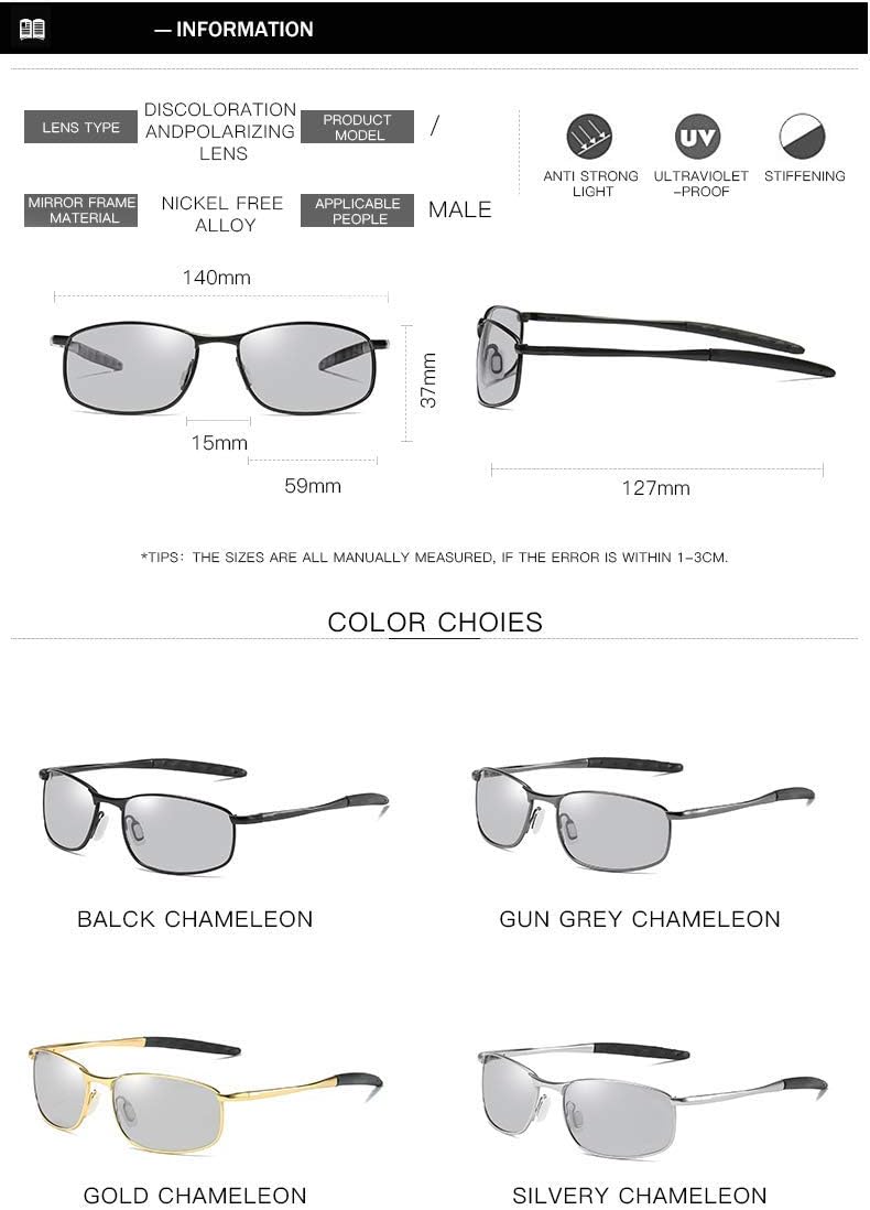 商品图片 24 | B07GSRV2H5 | FEISEDY Rectangle Polarized Square Sunglasses for Men Women B2444