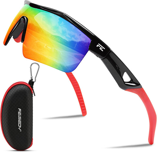 Black-red / 125 Millimeters | B07JZ18KMZ | FEISEDY Kids Polarized Sports Sunglasses, TR90 UV400 Baseball Cycling