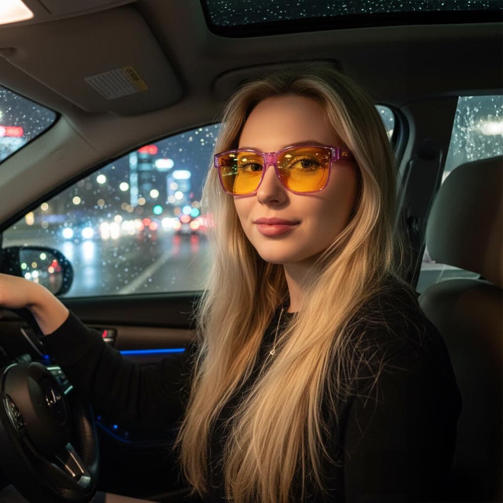 ÉÌƷͼƬ 26 | B0DJS7NVNT | FEISEDY Night Vision Driving Glasses Anti Glare Fit Over Glasses for Men Women Polarized Nighttime B0250