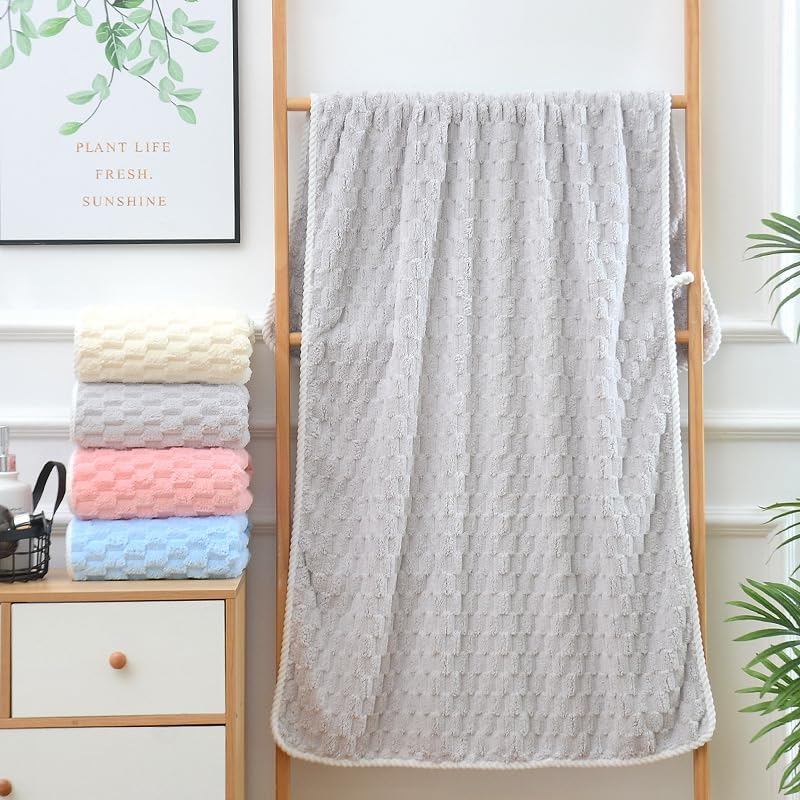 商品图片 4 | B0G24DJKSD | Soft & Absorbent Bath Towels for Bathroom, Large 55x27.5 Inch Cloud Velvet Border Bath Towel, Ideal for Home Use