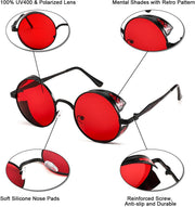 ÉÌƷͼƬ 6 | B0CHLX78KB | FEISEDY Retro Steampunk Sunglasses for Men Women, Round Metal Frame Gothic Vintage Style B2820