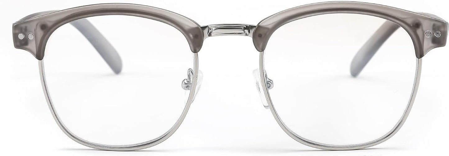 商品图片 4 | B0C73XCW57 | FEISEDY Reading Glasses Classic Half Frame Retro Semi-Rimless Clear Lens Blue Light Blocking Glasses B0005