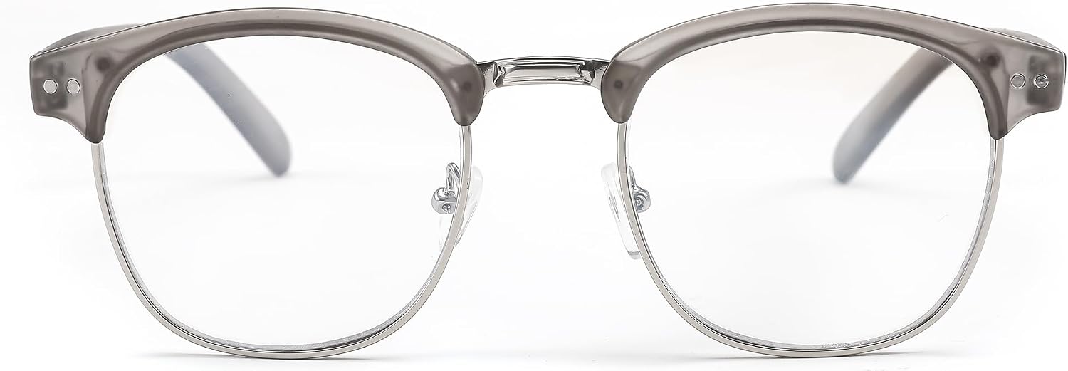 商品图片 4 | B0C73XCW57 | FEISEDY Reading Glasses Classic Half Frame Retro Semi-Rimless Clear Lens Blue Light Blocking Glasses B0005