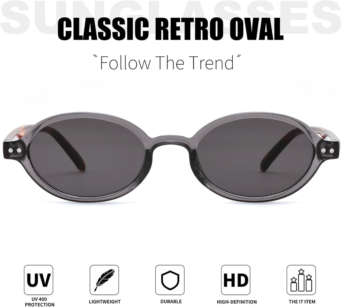 ÉÌƷͼƬ 27 | B0GV61HCD9 | FEISEDY Retro Oval Sunglasses for Women Small 90s Y2K UV Protection B1584