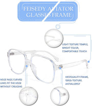 ÉÌƷͼƬ 24 | B09WZY6VWN | FEISEDY 70s Aviator Glasses Frame Blue Light Blocking Glasses Oversized Square Computer Glasses Women Men B2888