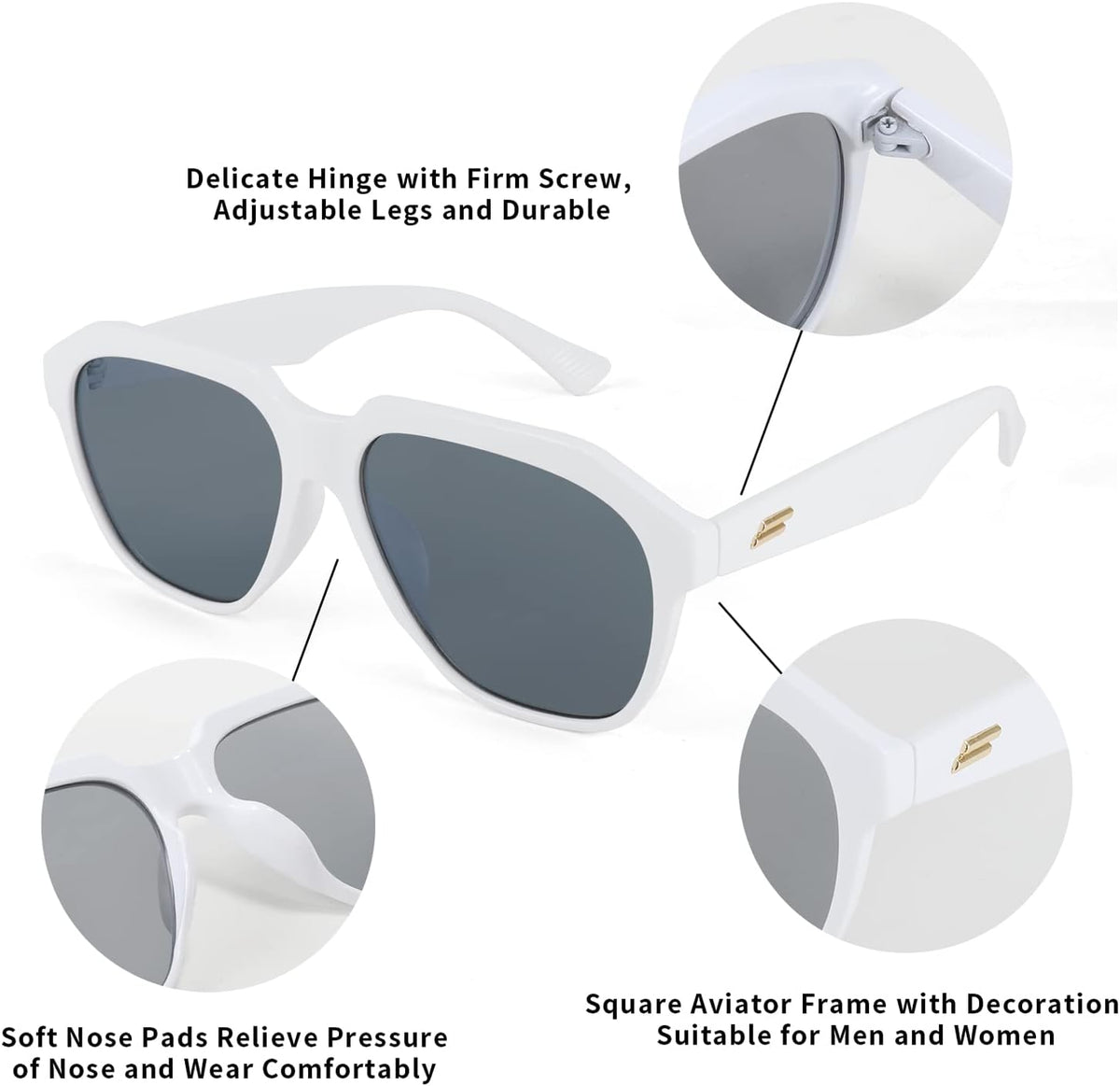 ÉÌƷͼƬ 5 | B09JP27SPD | FEISEDY Women Men Stylish Square 70s Sunglasses Fashion Unisex Shades UV400 Protection B2804