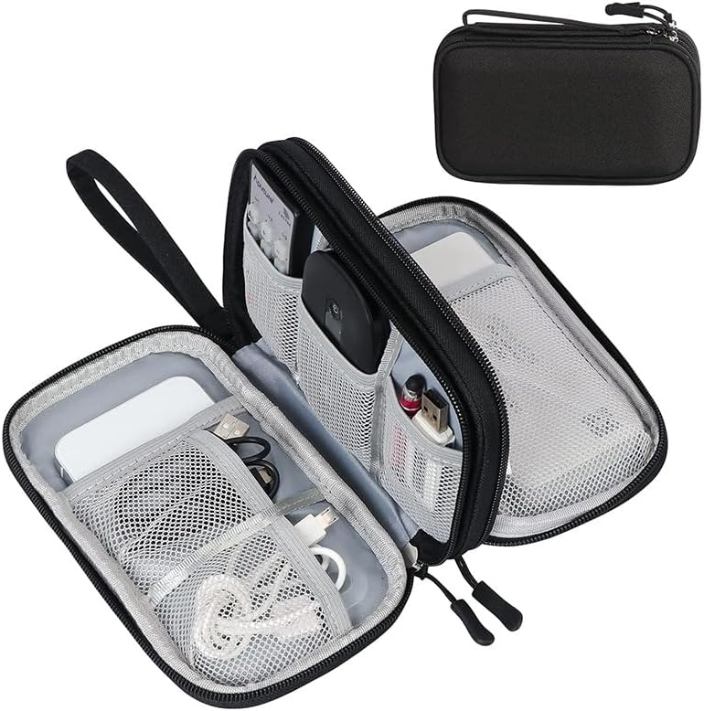 Black | B0DPWNKXWY | Travel Cable Organizer Bag Pouch Electronic Accessories Carry Case for Cord, Charger, Phone, Earphone