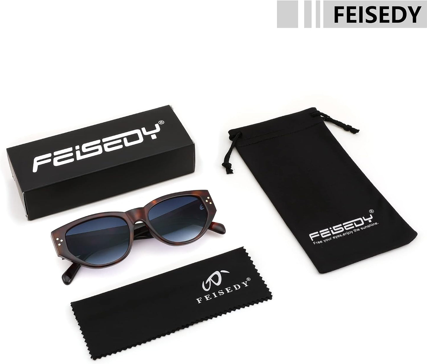 商品图片 15 | B0BZ8DL6L8 | FEISEDY Sunglasses Womens, Retro Cat Eye Sunglasses, Fashion Vintage Cute Stylish UV400 Sunnies B2365