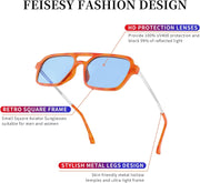 ÉÌƷͼƬ 10 | B0925V3NP4 | FEISEDY Vintage Square 70s Flat Aviator Sunglasses Women Men Metal Design Shades B2752