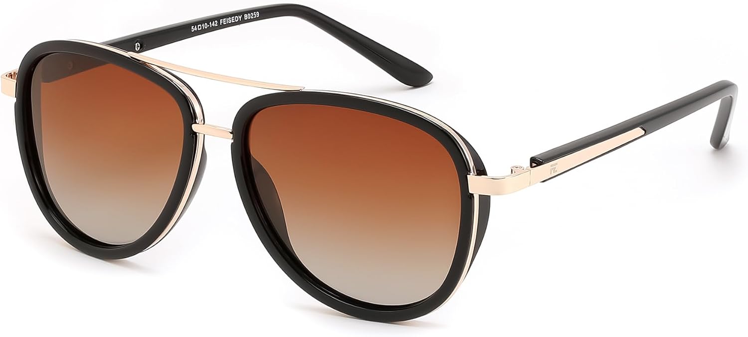 商品图片 19 | B0FPQ6L6K1 | FEISEDY Retro Polarized Aviator Sunglasses for Women Men B0259