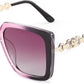 Gradient Purple Frame Polarized Purple Lens / 55 Millimeters | B0CNGHSN1P | FEISEDY Sunglasses Womens Trendy, Oversized Square Shades, Pearl Inlay Cat Eye Frame UV400 Protection B2625