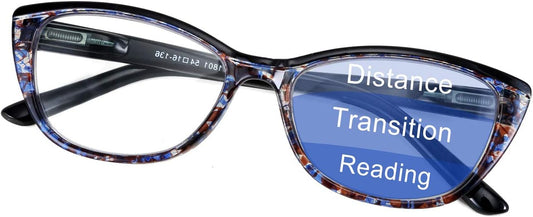 Blue Floral / 2.5 x | B08G4B3Y2X | FEISEDY Progressive Multifocus Blue Light Blocking Reading Glasses No Line Multifocal Readers with Spring Hinge B2675