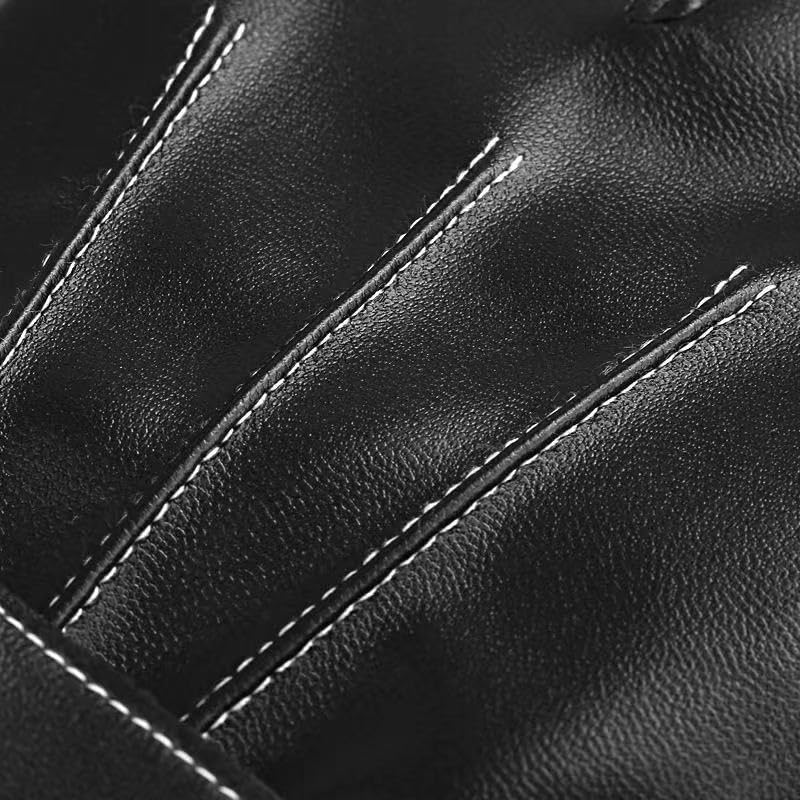 商品图片 7 | B0FSR5ZY7C | Leather Gloves for Men Thermal Lined, Riding Driving Windproof Waterproof PU Leather Touchscreen Gloves with Wrist Strap