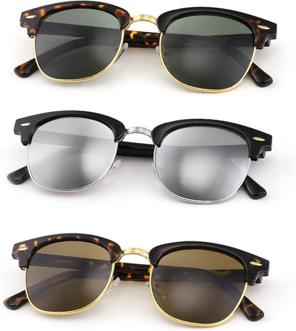 Default Title | B093PN4RN2 | FEISEDY Sunglasses for Men Women Finish Semi-Rimless Frame Driving Sun glasses Mirror Lens 100% UV Blocking B2242 (3 Pack)